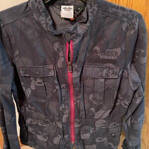 Harley-Davidson Black Jacket with Subtle Pattern